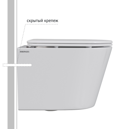 Унитаз подвесной BERGES VITA Rimless 49 см, сиденье дюропласт, микролифт, быстросьем