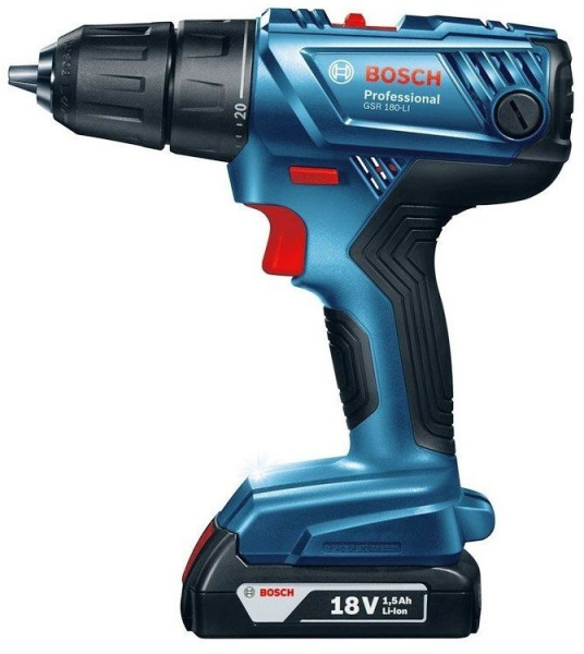 Шуруповерт аккумуляторный Bosch GSR 180 LI 06019F8109 (2 Ач x 2 шт, Li-Ion, 18 В, кейс)