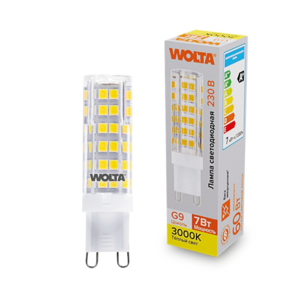 Лампа светодиодная WOLTA WSTD-JCD-7W3KG9-C (керамика) "Капсульная" JCD 7Вт 600лм 3000K G9 1/10/100/1