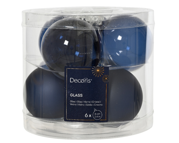Набор елочных шаров 6 шт х6 см стекло, night blue 141810 Kmg