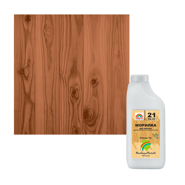 Морилка для дерева "Радуга-21" акриловая, цвет орех 1 л