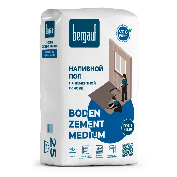 Bergauf наливной пол Boden Zement Medium 25кг. Bergauf наливной пол Boden Zement Medium 25кг.