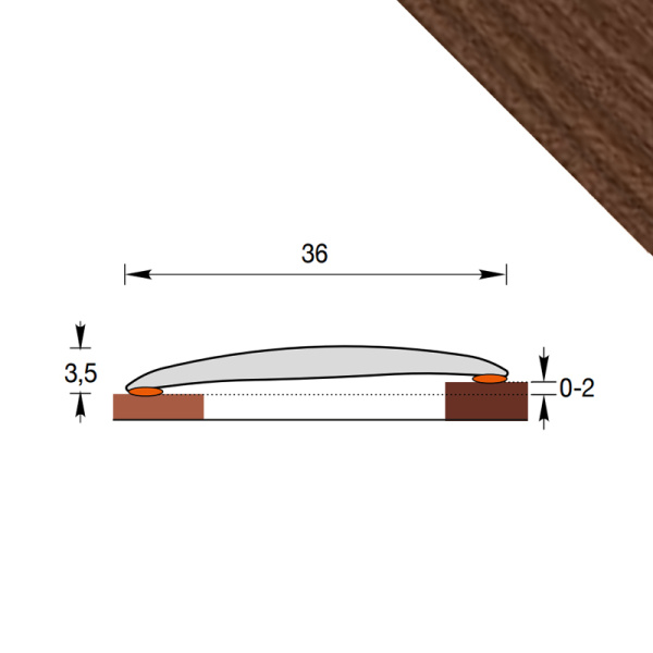 Порог 36мм 0,9м "Идеал Изи" 292 / Орех миланский