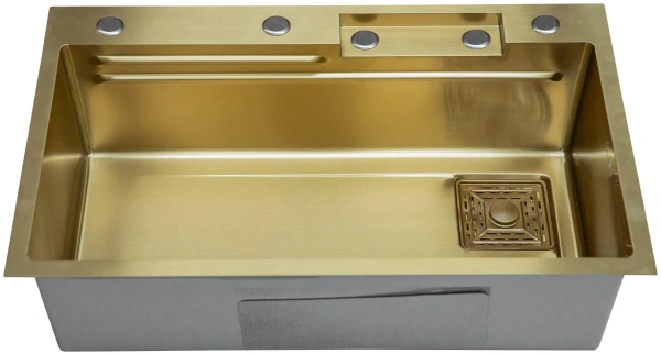 Мойка врезная 750х450х225 в комплекте смеситель водопад Q-LINE GOLD