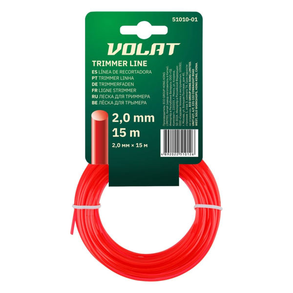 Леска ф 2.0 мм х 15 м кругл. сеч. ВОЛАТ, арт.51010-01 Леска ф 2.0 мм х 15 м кругл. сеч. ВОЛАТ, арт.51010-01