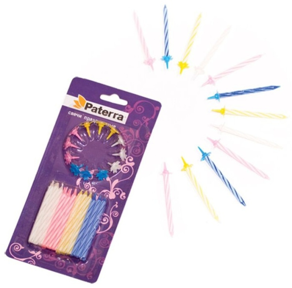 Свечи праздничные PATERRA в блистерной упаковке 24 шт в упаковке