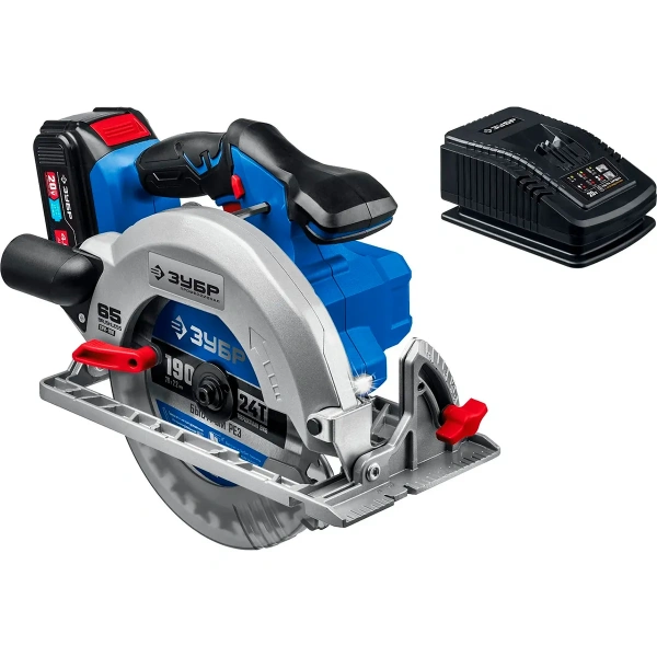 Пила циркулярная бесщеточная ЗУБР Профессионал Т7, 20 В, d190 мм, 1 АКБ (4 А·ч) , (CPB-190-41)