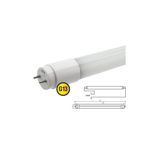 Лампа светодиодная Euroled T8 18W 4000K G13 1200 мм c односторонним подключением