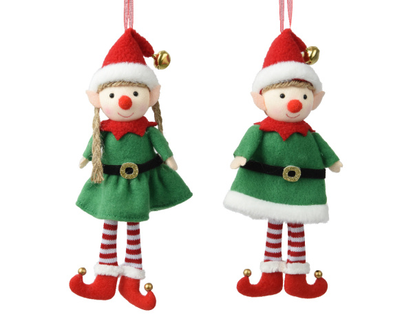 Украшение подвесное Эльф в шляпе с колокольчиком 18 см 2 цвета в ассортименте 531821 Kmg
