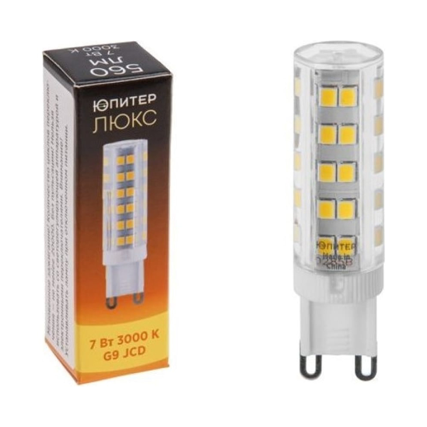 Лампа светодиодная JCD 7 Вт 230В G9 3000К ЮПИТЕР ЛЮКС, арт.JP5101-34
