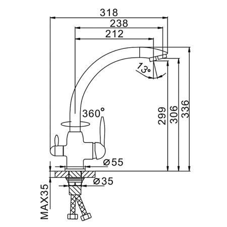 Смеситель д/к  Frap F4399-8 Белый с выходом под фильтр