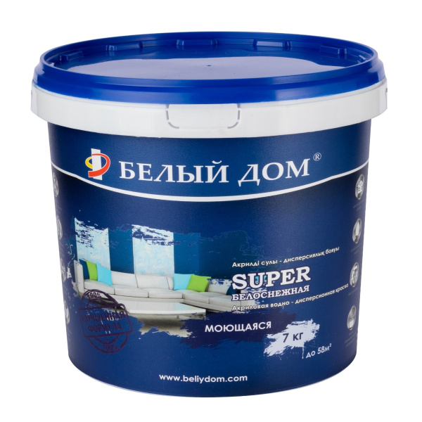 Краска акриловая моющаяся Белый Дом SUPER 7 кг