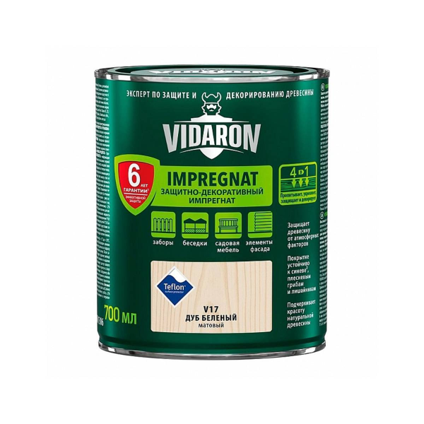 Защитно-декоративная пропитка Vidaron - Импрегнат V17 дуб беленый 0,7 л