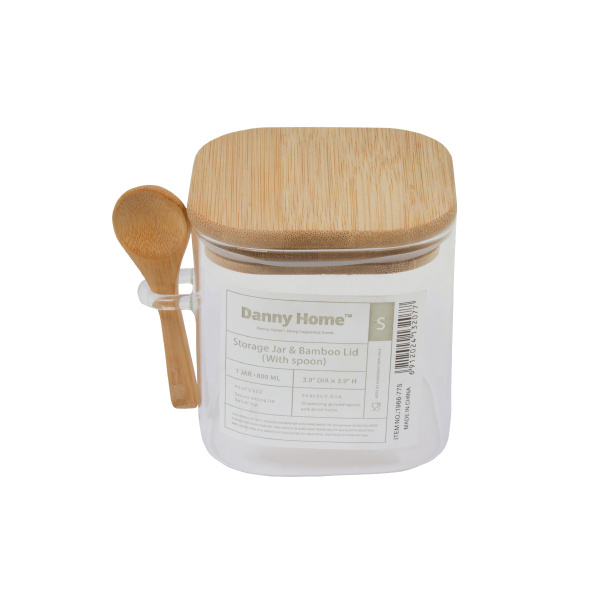 Банка для хранения DH 800 мл с бамбуковой крышкой и ложкой