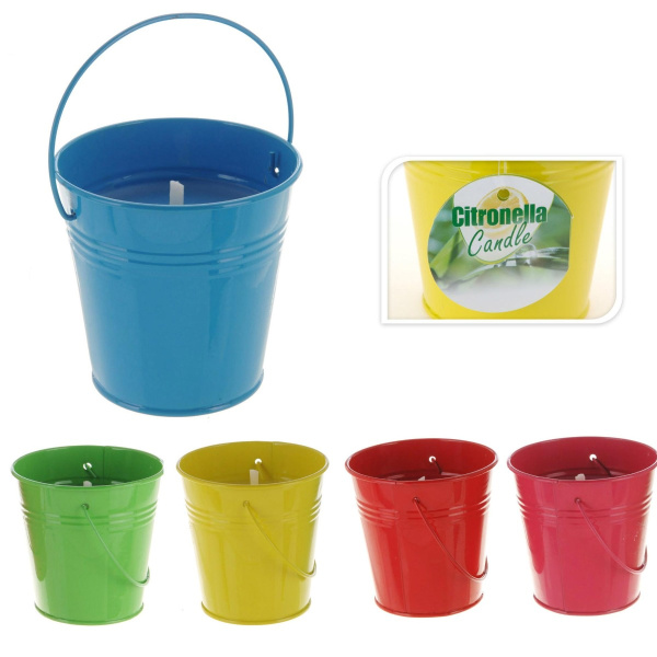 Свеча садовая в мет.горшочке с ароматом цитронеллы 3% (антимоскитная),10,3*10,3 см., 4 цвета в ассор