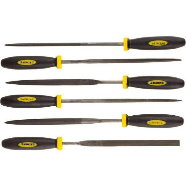 Набор STAYER "PROFI" Надфили с двухкомпонентной ручкой, 150мм, 6шт