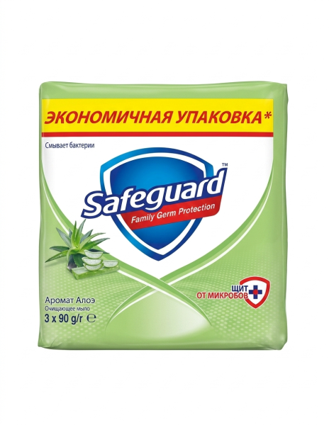 Мыло туалетное SAFEGUARD твердое Аромат Алоэ 3X90г