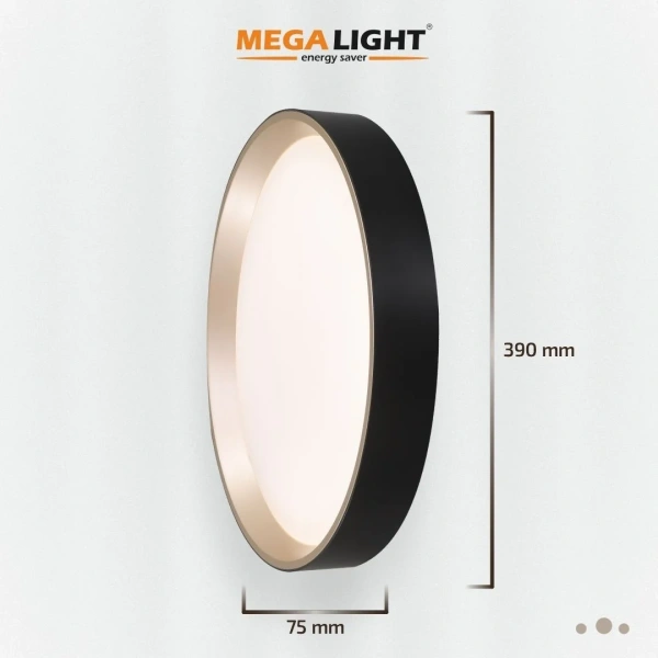 Светильник светодиодный накладной LED ДПО VIBE (черный + золото) 48W 3600Lm d390x75 4000K IP20 MEGAL