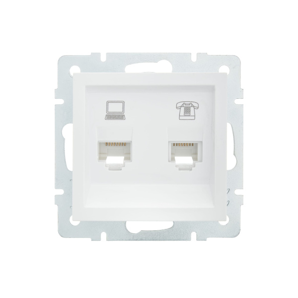 Розетка VESNA 742-0288-143 компьютерная + телефон белая (механизм)