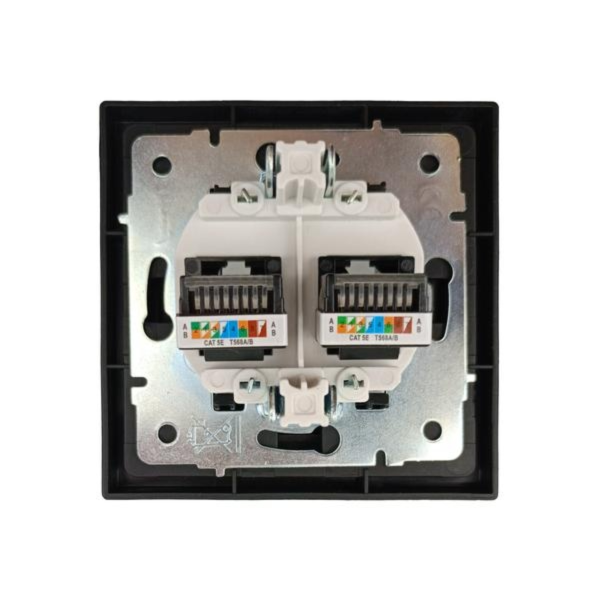 Розетка ZIMA 704 4288 141 компьютерная двойная черная матовая (механизм)