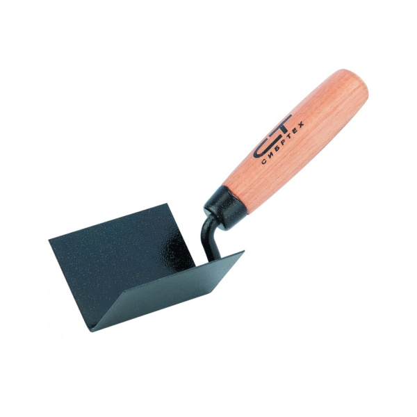 Кельма угловая, 80 х 60 х 60 мм, стальная, для внутренних углов, буковая ручка// Сибртех