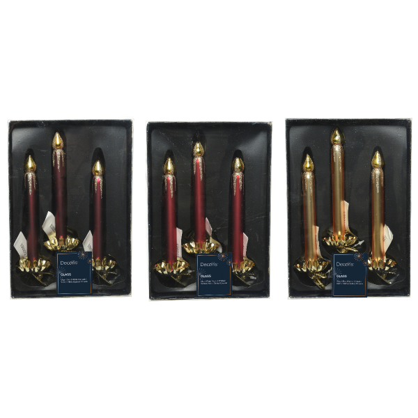 Набор елочных украшений Kaemingk Свечи на клипсах 4,8 см 3шт 3 цвета в ассортименте 120273