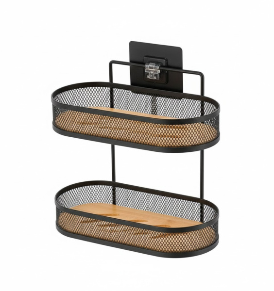 Полка для ванной комнаты Tendance 2х ярусная овальная на липучке 91100237