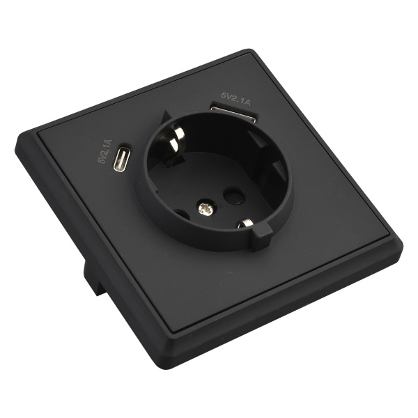 Розетка Brilliant E2-110-3 USB+TYPE-C с/з антрацит