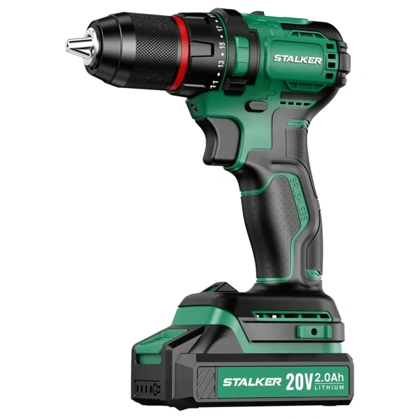 Дрель-шуруповерт аккумуляторная бесщеточная STALKER D20 Li BL