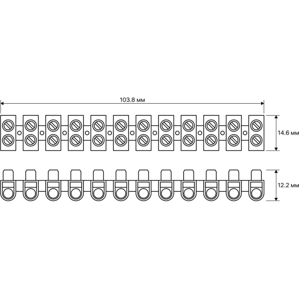 Клемма винтовая, ЗВИ-5, пластик, 2,5-6мм², черная, 1шт., 12 пар, 26623 5, duwi