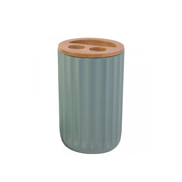 Подставка д/зубн. щеток пластик бамбук B1243W-3