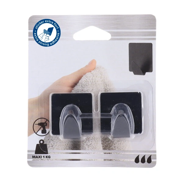 Набор крючков для ванной Tendance 2 шт квадрат/черный 9051103