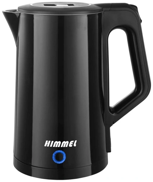 Чайник HIMMEL KB-7018, 1,8 л, 1500 Вт, закрытый нагревательный элемент, метал пластик, черный