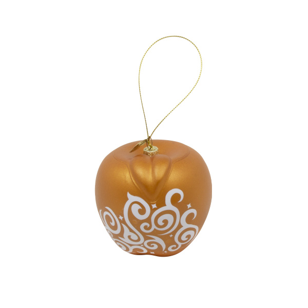 Украшение подвесное MEREKE яблоко шар золотой с белыми узорами