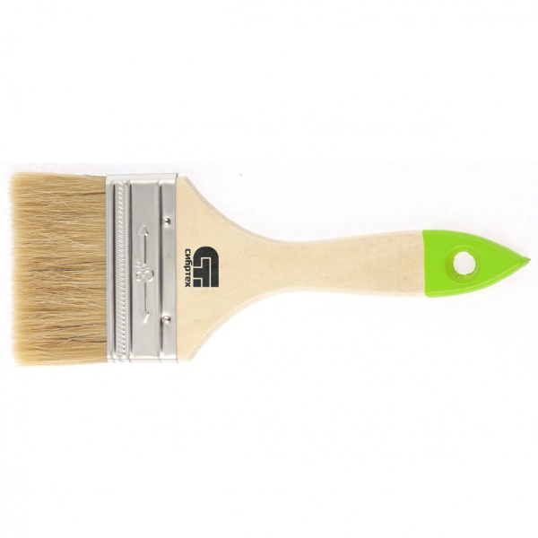 Кисть плоская 75 мм, натуральная щетина, деревянная ручка// Сибртех