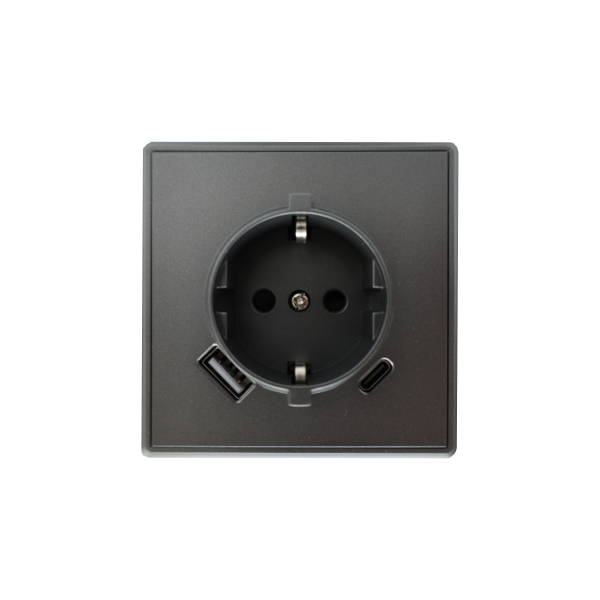 Розетка Brilliant E2-110-1 USB+TYPE-C серый