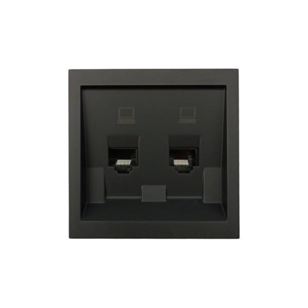 Розетка ZIMA 704 4288 141 компьютерная двойная черная матовая (механизм)