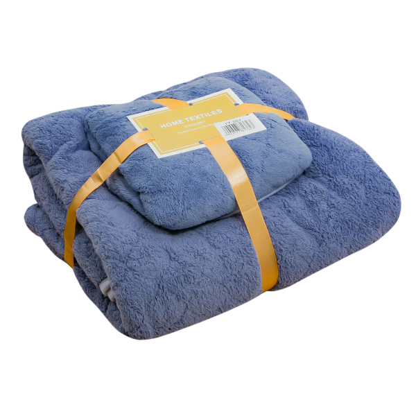 Набор полотенец QH 25х75 см и 70х140 см синий PRC