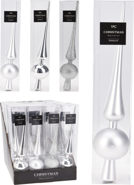 Верхушка елочная 27,5 см серебро 3 вида в ассортименте AVS101410 К