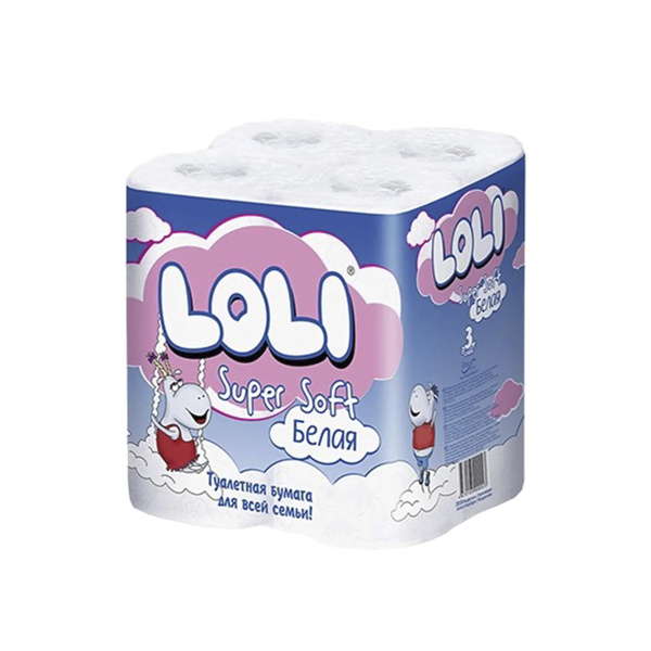 Бумага туалетная Loli Super Soft Белый 12рул в упак.