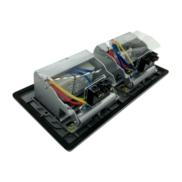 Лючок напольный/настольный на 2х4 модуля, металл, серебро