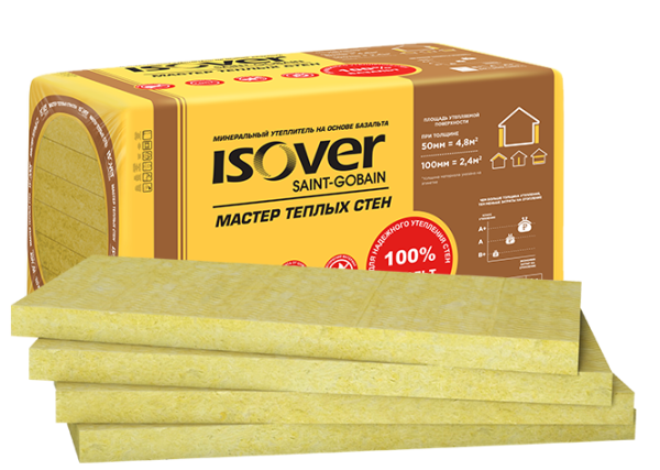 Минплита ISOVER WARM WALLS MASTER 50/600*1000 (Мастер теплых стен),V= 0,24м3,S= 4,8м2(8шт)