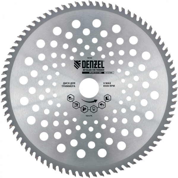 Диск для триммера Denzel, 230 х 25,4 толщина 1,3 мм, 40 зубьев Диск для триммера Denzel, 230 х 25,4 толщина 1,3 мм, 40 зубьев