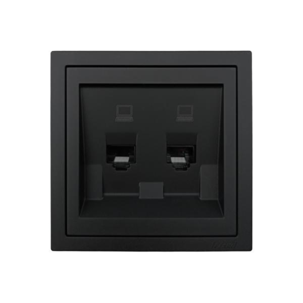 Розетка ZIMA 704 4288 141 компьютерная двойная черная матовая (механизм)