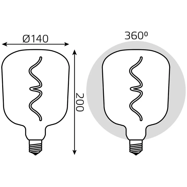 Лампа Gauss LED Filament V140 LED 5W E27 200Lm 1800K green-clear flexible 1009802105