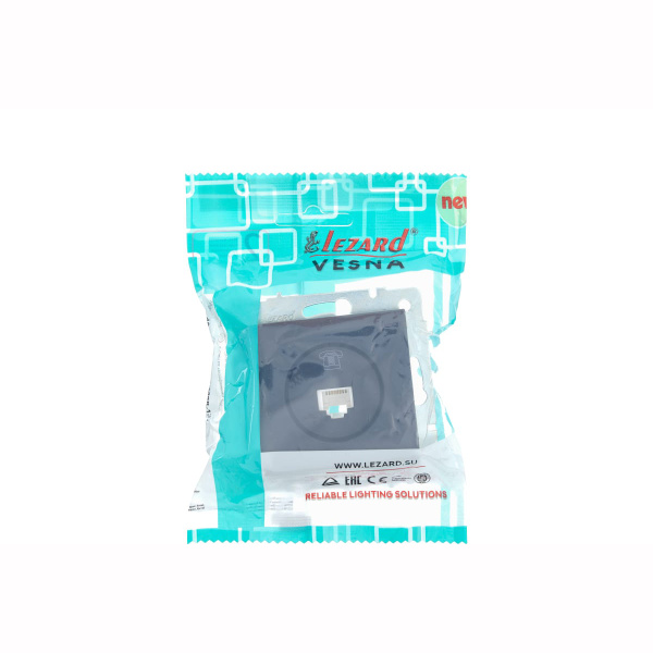 Розетка VESNA 742 3488 137 телефонная евро графит (механизм)