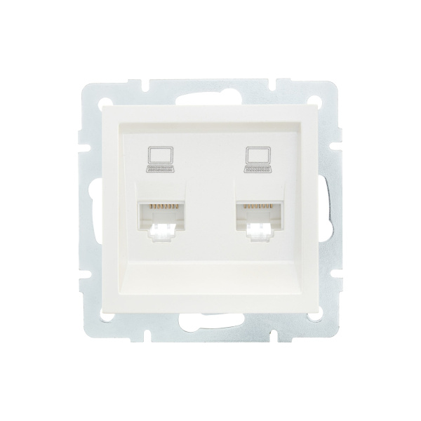 Розетка VESNA 742-3588-141 компьютерная двойная платина (механизм)