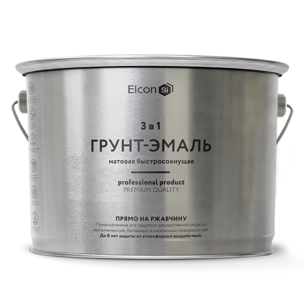 Грунт эмаль по ржавчине Elcon 3в1 матовая графит 2 кг
