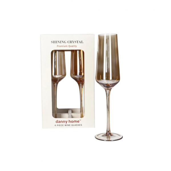 Набор бокалов для шампанского DH Orange Crystal 300 мл 4 шт 26см медовый CB04-17