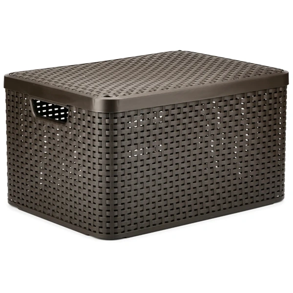 Корзина Curver STYLE для хранения с крышкой М, 18л темно-коричневый